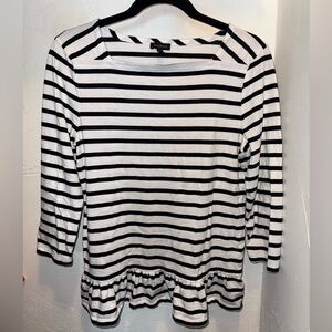 Talbots Classic Black & White Striped Blouse